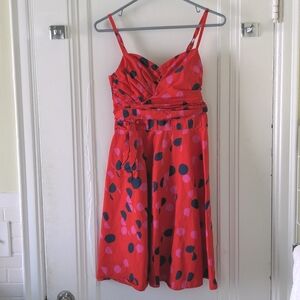 H&M red dotted faux wrap summer dress